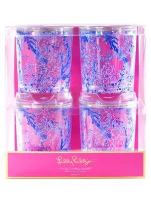 商品Lilly Pulitzer|Coraly 4-Piece Low-Ball Glasses Set,价格¥79,第1张图片