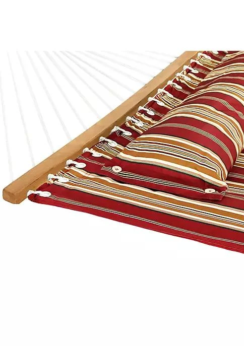 商品Sunnydaze Decor|Decor Large Quilted Hammock With Spreader Bar And Pillow   Red Stripe,价格¥606,第3张图片详细描述