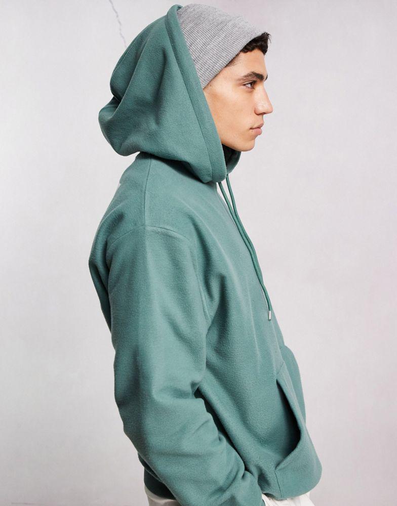 商品ASOS|ASOS Dark Future oversized hoodie in polar fleece with large back logo print in green,价格¥292,第6张图片详细描述
