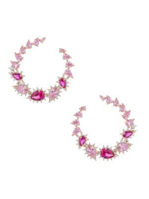 商品Eye Candy LA|The Luxe Roman Goldtone & Crystal Hoop Earrings,价格¥316,第1张图片