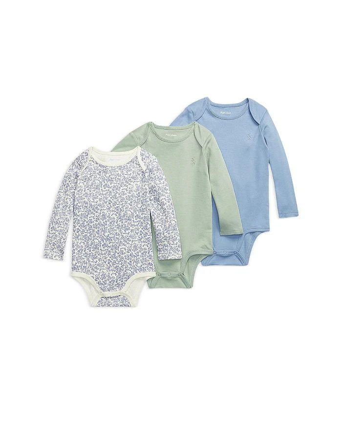 商品Ralph Lauren|Boys' Cotton Interlock Bodysuit 3 Pack - Baby,价格¥418,第1张图片详细描述