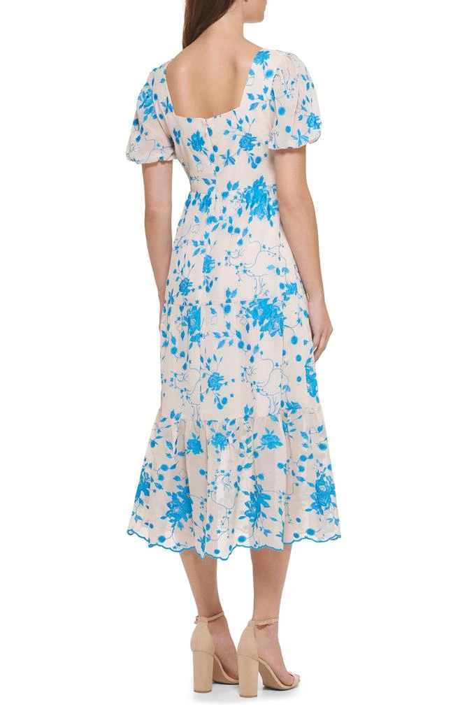 商品Kensie|Floral Embroidered Puff Sleeve Chiffon Midi Dress,价格¥213,第2张图片详细描述