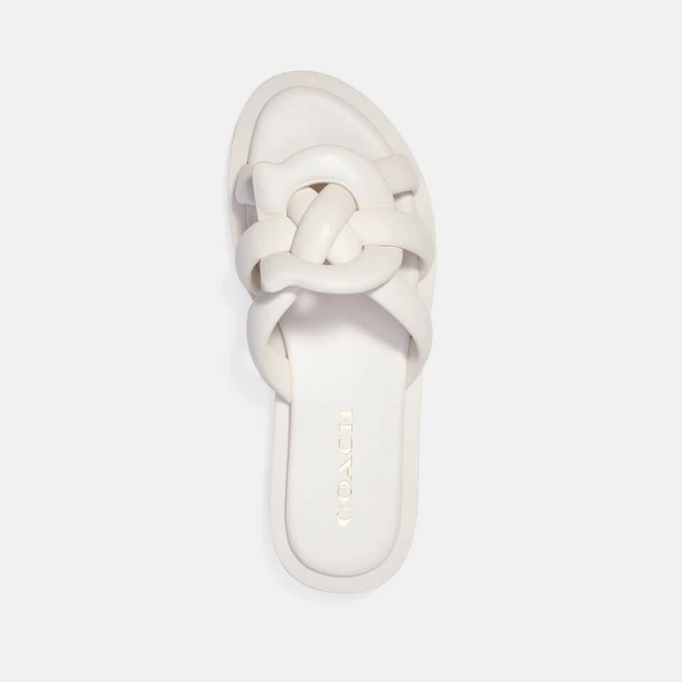 商品Coach|COACH WOMEN'S GEORGIE LEATHER SLIDE SANDALS - CHALK,价格¥867,第3张图片详细描述