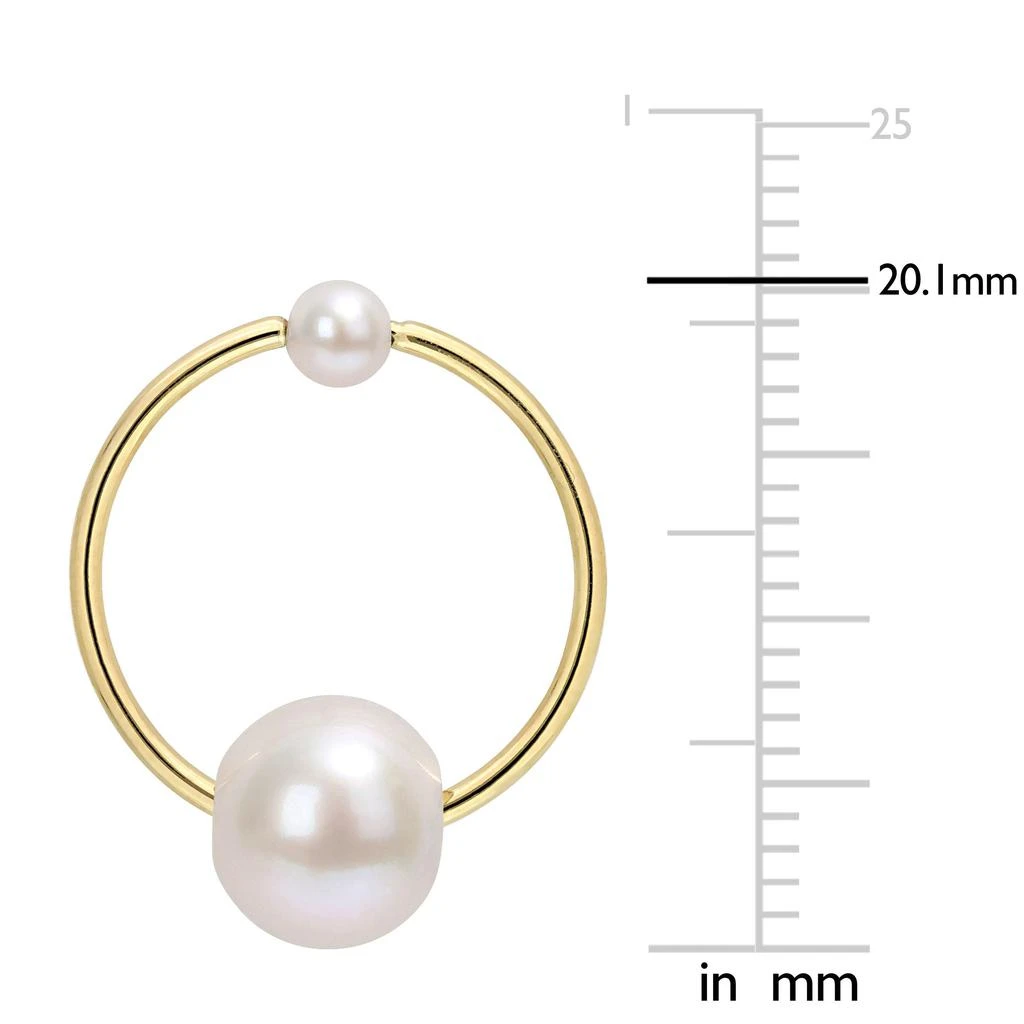 商品Mimi & Max|3-7.5 MM Cultured Freshwater Pearl Hoop Earrings in 14k Yellow Gold,价格¥1573,第2张图片详细描述