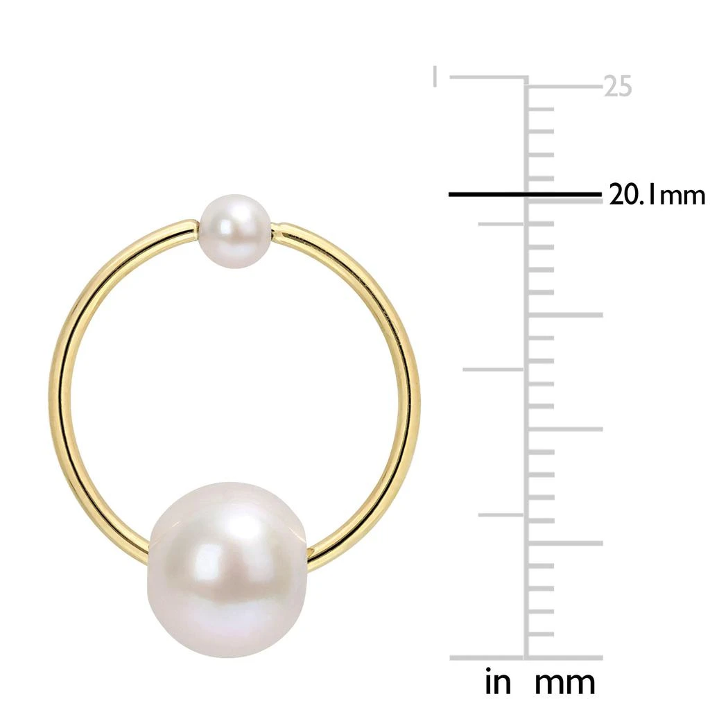 商品Mimi & Max|3-7.5 MM Cultured Freshwater Pearl Hoop Earrings in 14k Yellow Gold,价格¥1258,第2张图片详细描述