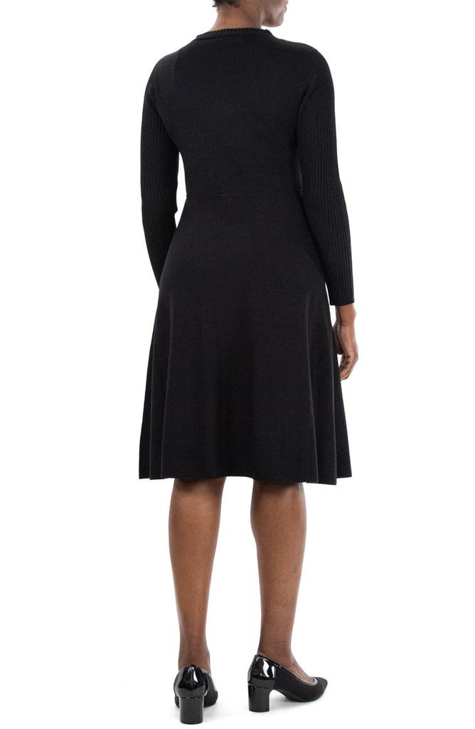 Sheer Knit Inset Sweater Dress商品第2张图片规格展示