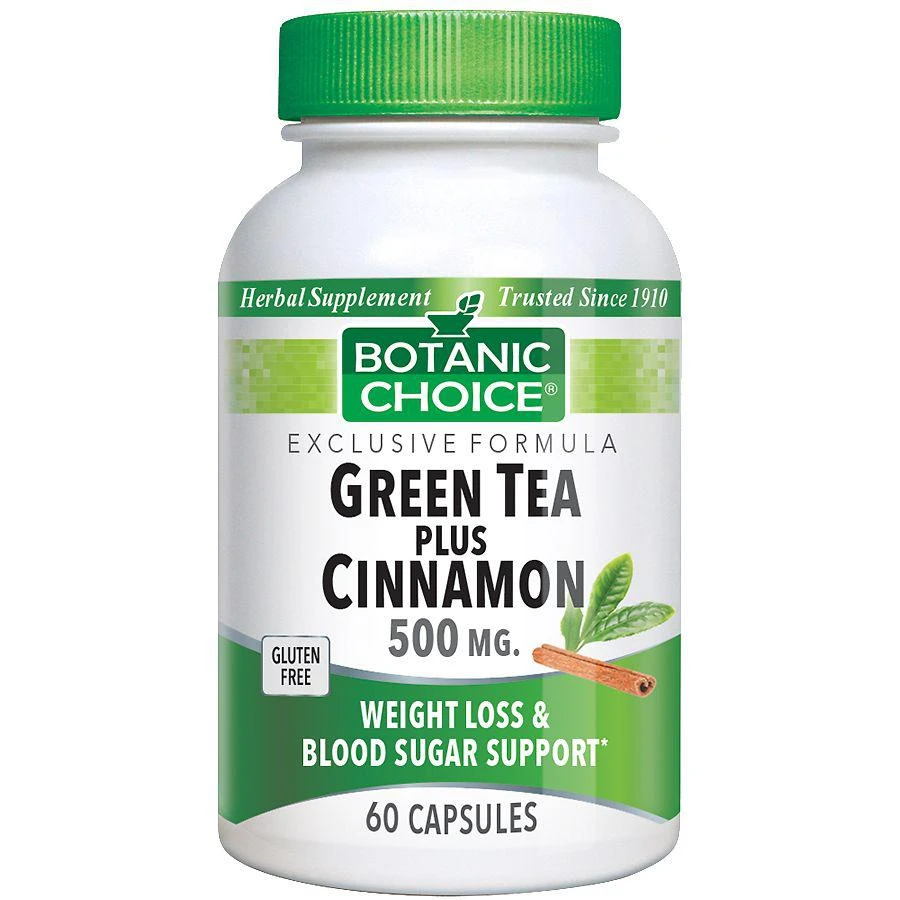 商品Botanic Choice|Green Tea Plus Cinnamon 500 mg Herbal Supplement Capsules,价格¥199,第1张图片