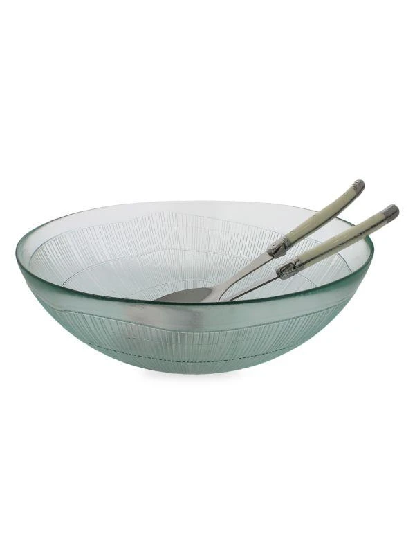 商品French Home|3-Piece Recycled Glass Birch Salad Bowl & Servers,价格¥476,第2张图片详细描述
