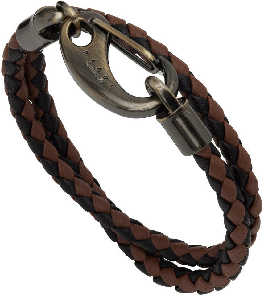 商品Marni|Brown & Black Double Wrap Braided Bracelet,价格¥694,第1张图片
