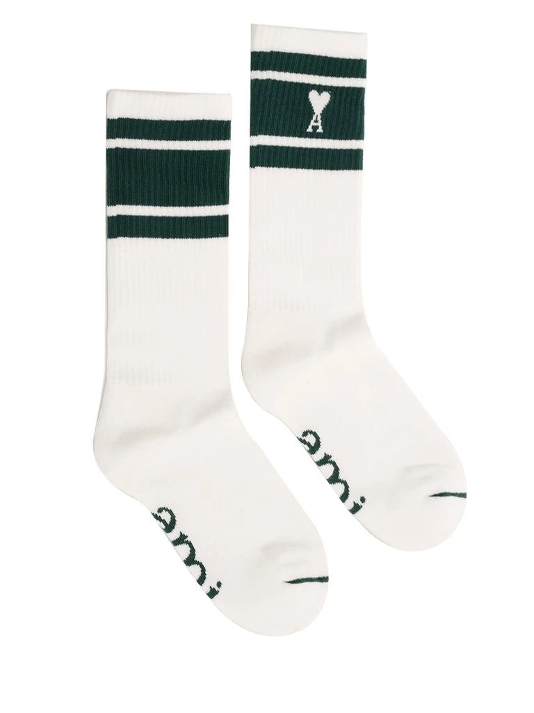 商品AMI|AMI Paris Striped Logo Intarsia Knitted Socks,价格¥286,第1张图片
