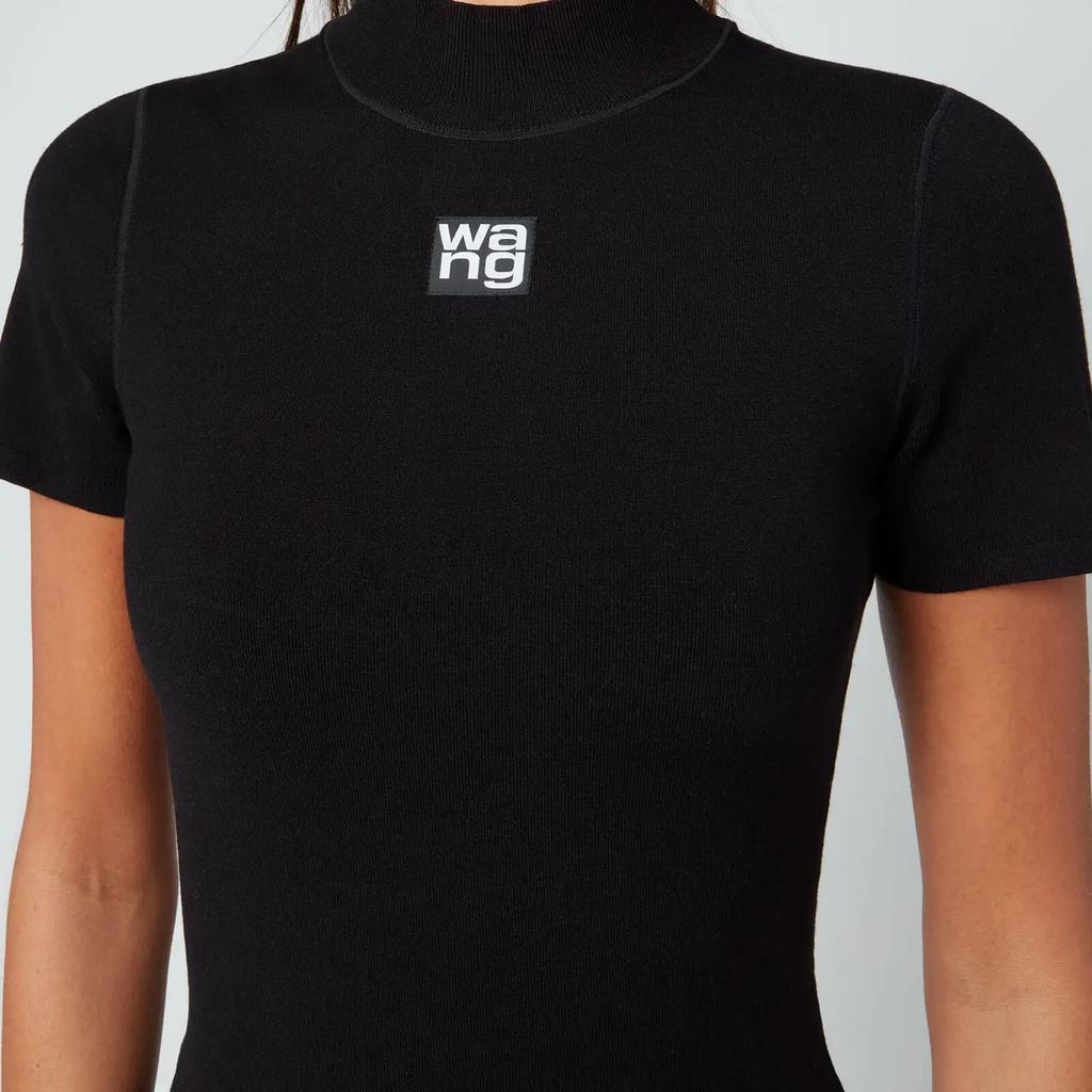 商品Alexander Wang|Alexander Wang Women's Mock Neck Bodycon Tee Dress With Logo - Black,价格¥2748,第6张图片详细描述