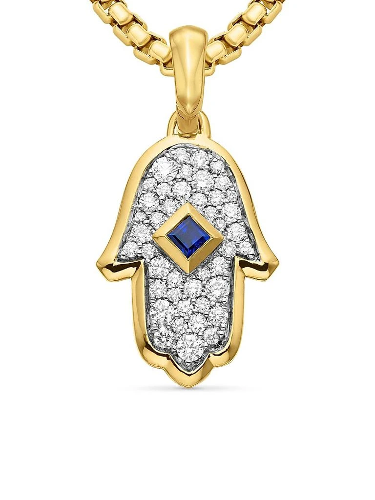 商品David Yurman|Hamsa Amulet in 18K Yellow Gold with Pavé Diamonds and Blue Sapphire, 26MM,价格¥17460,第5张图片详细描述