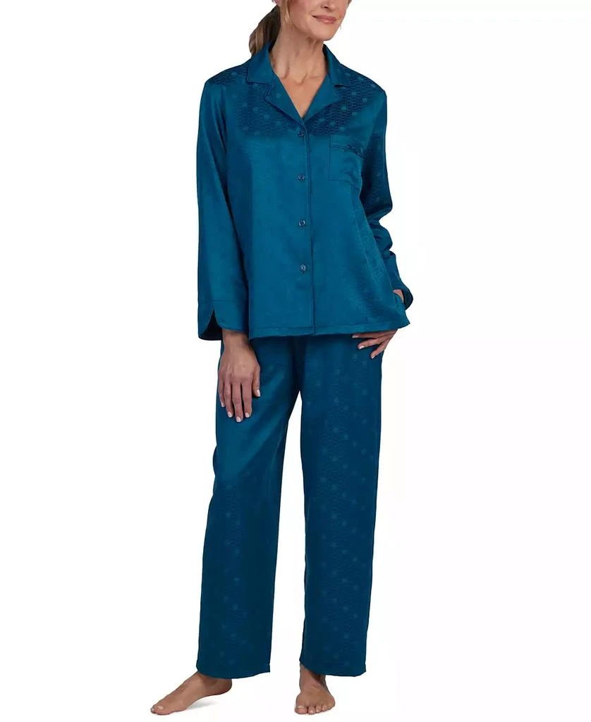 商品Miss Elaine|Petite 2-Pc. Notched-Collar Pajamas Set,价格¥113,第1张图片