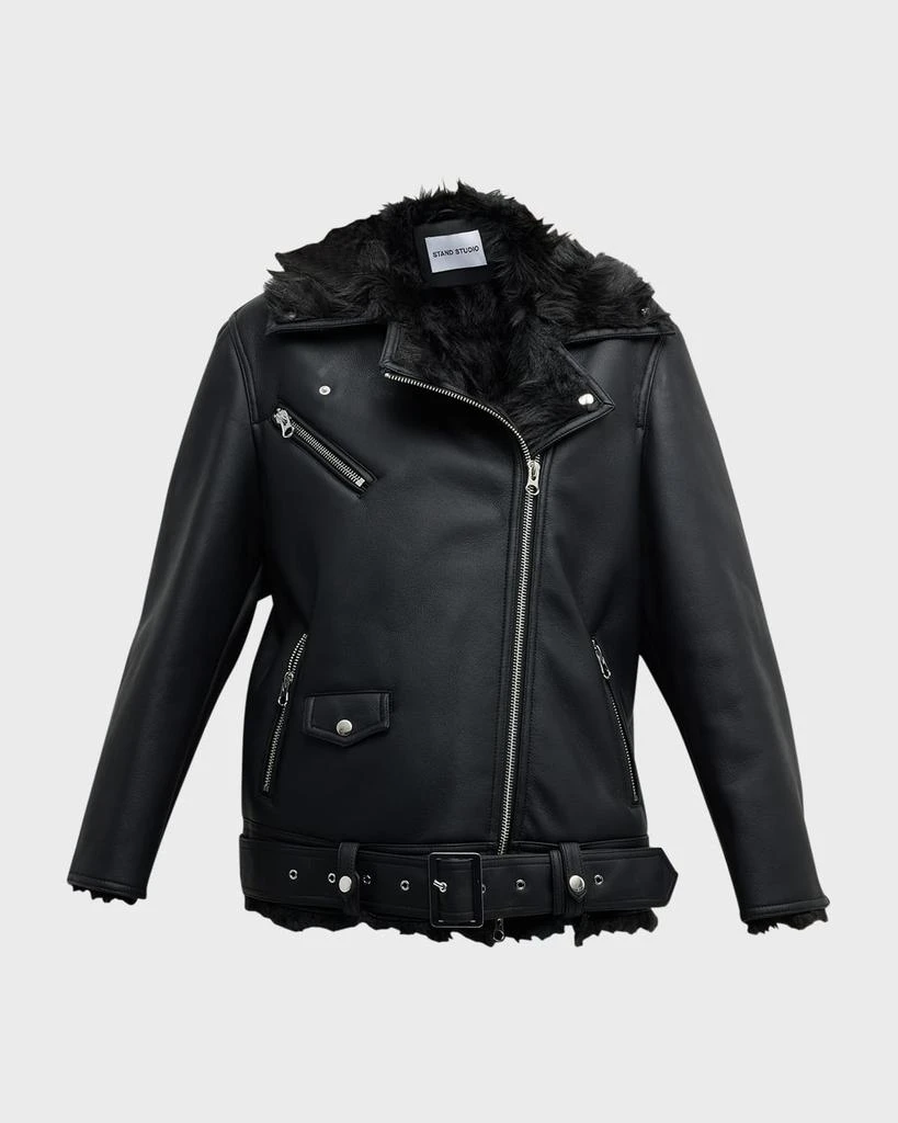 商品STAND STUDIO|Carrie Faux Shearling Biker Jacket,价格¥3337,第2张图片详细描述