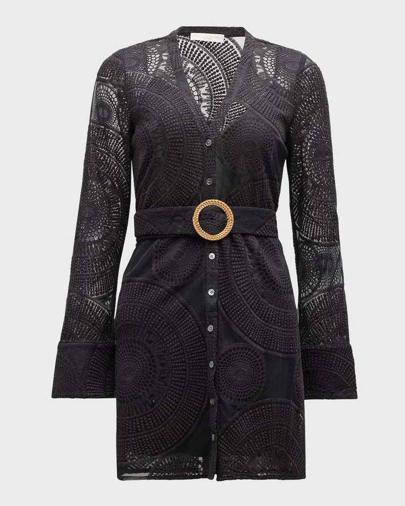 商品Ramy Brook|Teresa Belted Embroidered Mesh Mini Dress,价格¥1402,第1张图片