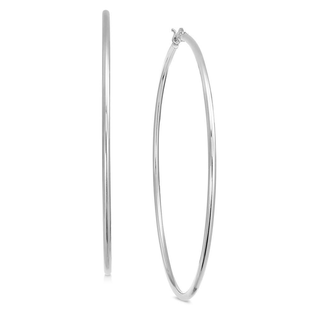 Silver Plate or Gold Plate Wire Tube Extra Large Hoop Earrings商品第1张图片规格展示