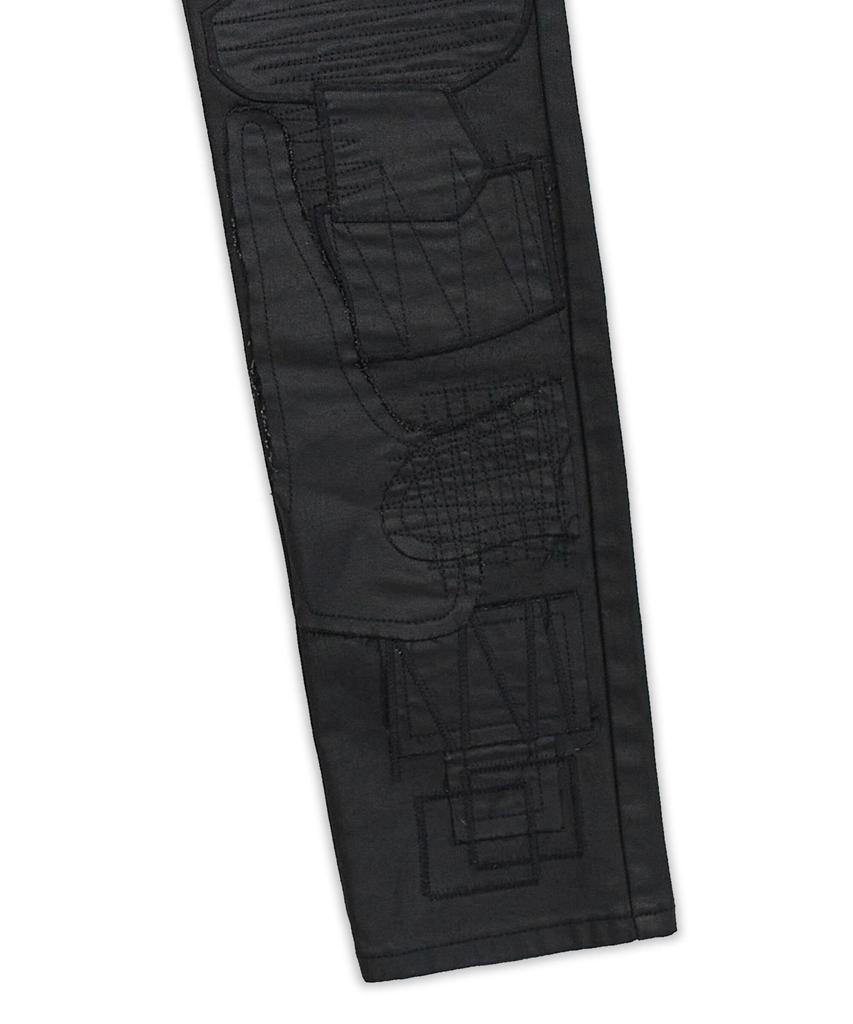 Sylvester Multi Pocket Utilty Waxed Cotton Embroidered Denim Jeans - Black商品第6张图片规格展示