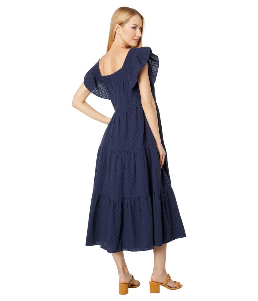 Ruffle-Sleeve Tiered Midi Dress in Textured Check商品第2张图片规格展示