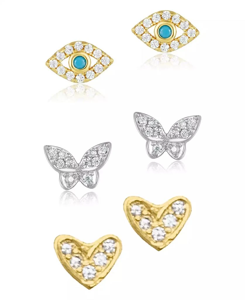 商品ADORNIA|Heart, Evil Eye, and Butterfly Stud Earring Set,价格¥147,第1张图片