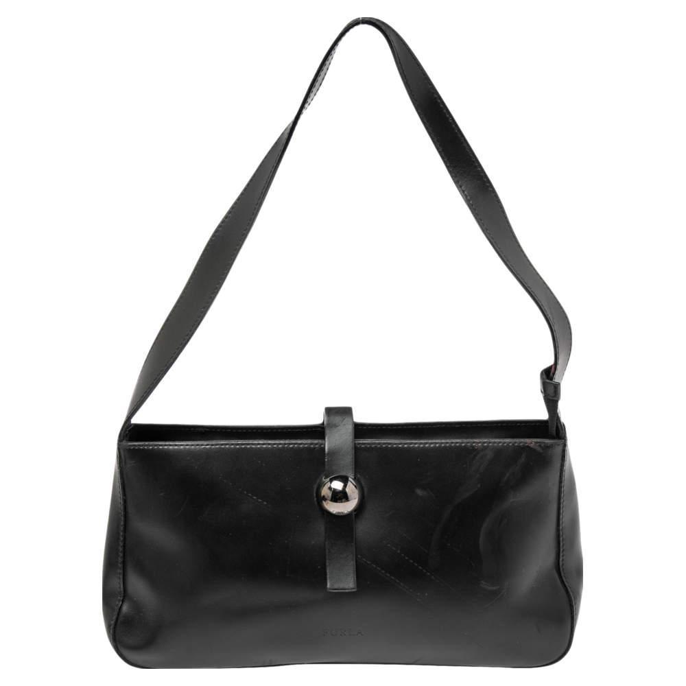 商品[二手商品] Furla|Furla Black Leather Shoulder Bag,价格¥769,第1张图片