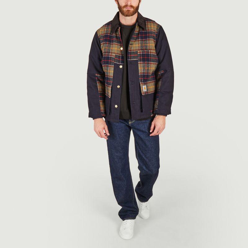 Canvas and tweed jacket with Highland check Dark navy Barron check, Seaweed Carhartt WIP商品第4张图片规格展示