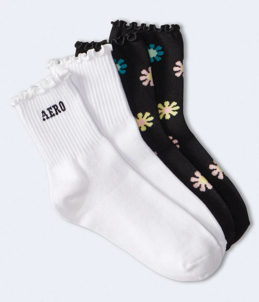 商品Aeropostale|Aeropostale Flower & Logo Crew Sock 2-Pack,价格¥24,第1张图片