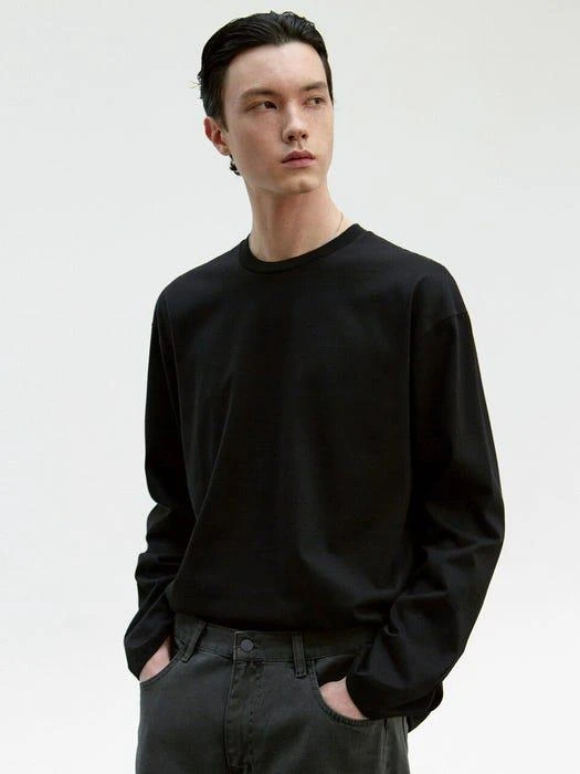 商品NICK NICOLE for MEN|Cotton Long Sleeve T-Shirt Black,价格¥517,第1张图片