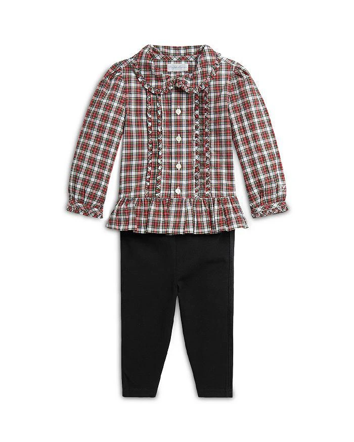 商品Ralph Lauren|Girls' Plaid Poplin Shirt & Tuxedo Leggings Set - Baby,价格¥170,第1张图片