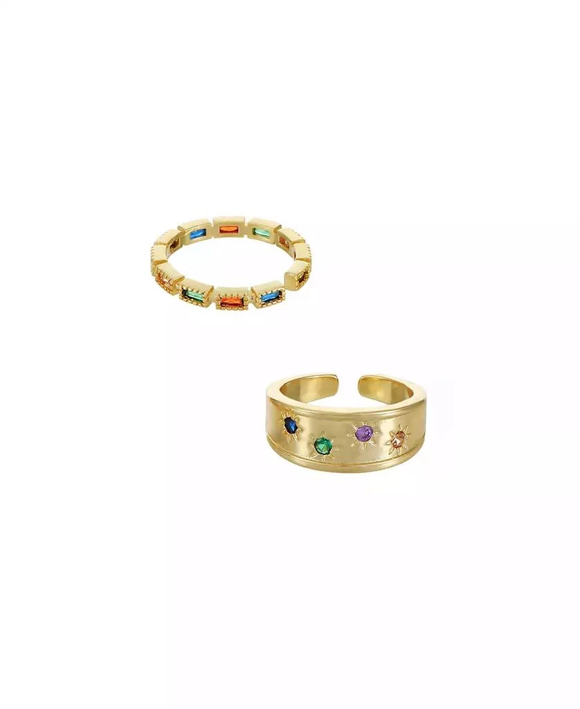 商品Ettika Jewelry|18k Gold-Plated 2-Pc. Set Rainbow Cubic Zirconia Rings,价格¥448,第1张图片