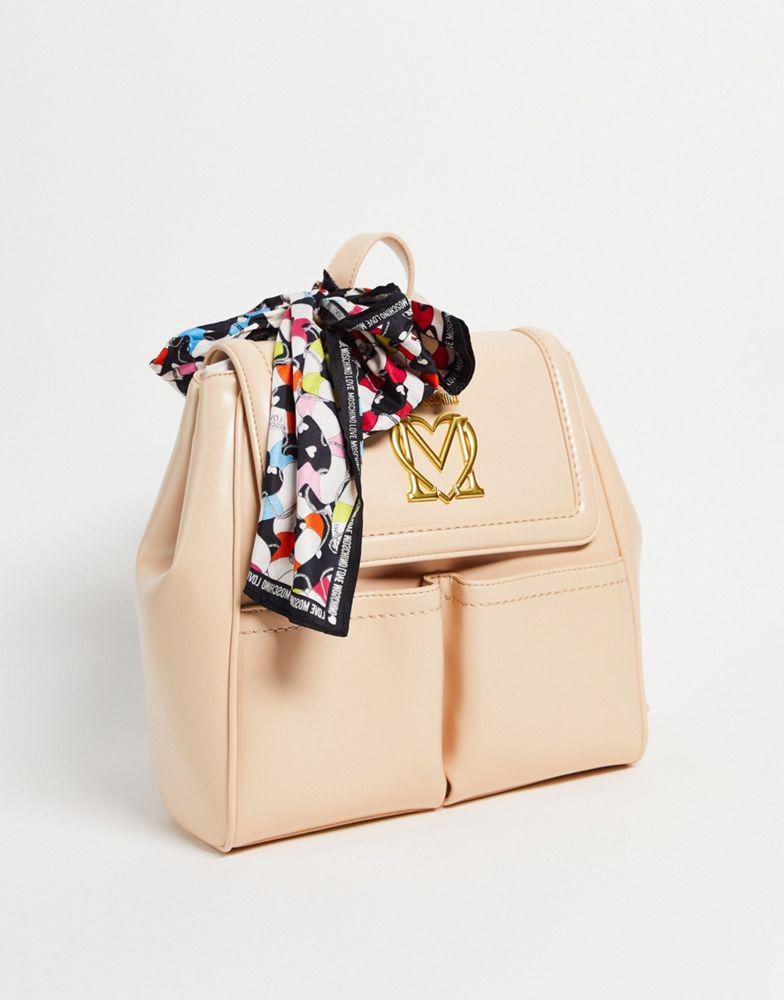 Love Moschino scarf detail backpack in beige商品第1张图片规格展示