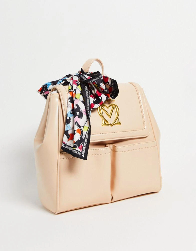 商品Moschino|Love Moschino scarf detail backpack in beige,价格¥1259,第1张图片