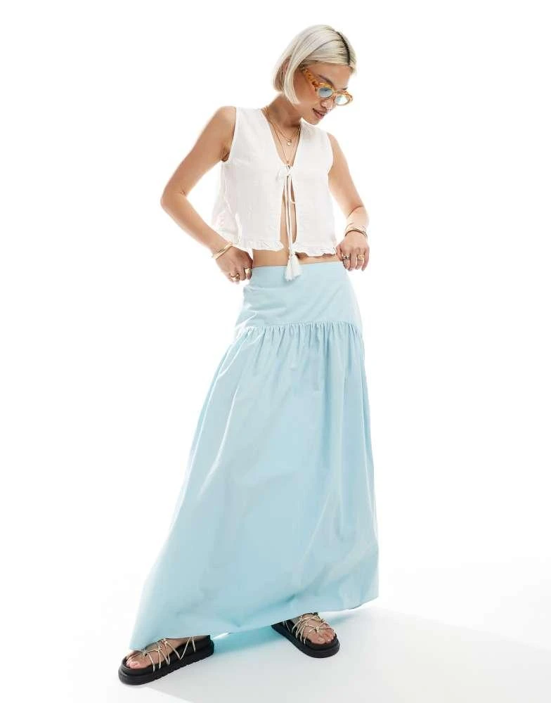 商品ASOS|ASOS DESIGN drop waist maxi skirt in blue,价格¥315,第1张图片