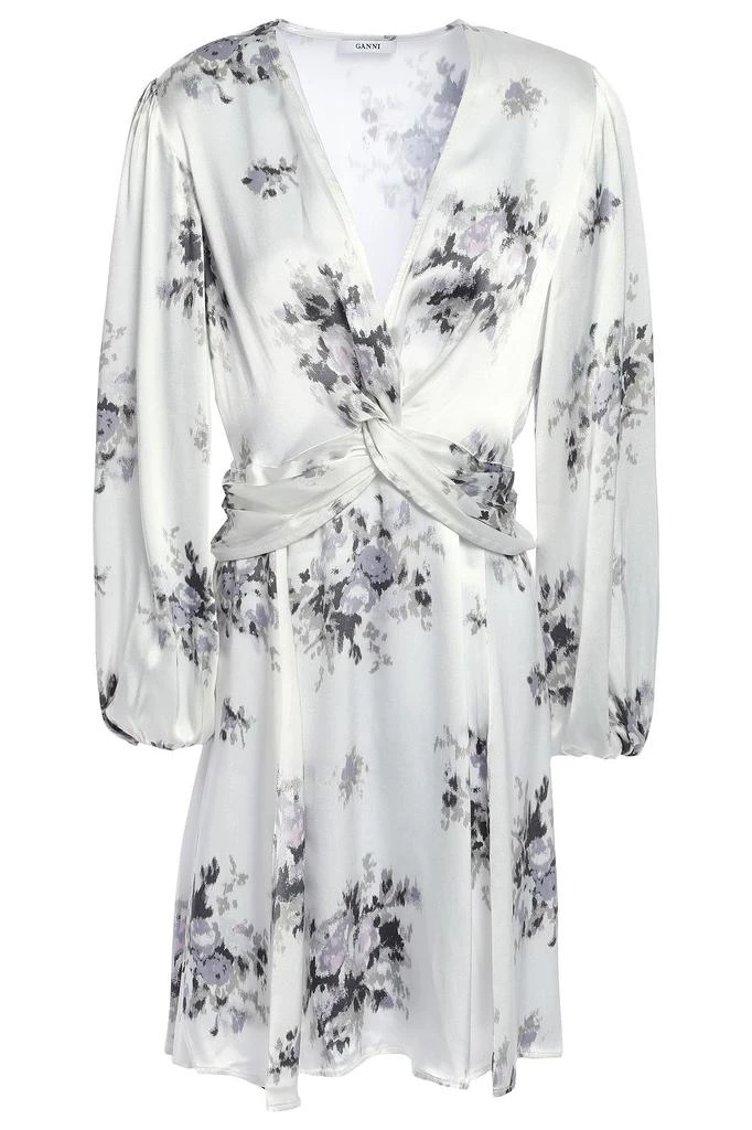 商品Ganni|Cameron twist-front floral-print satin mini dress,价格¥705,第1张图片