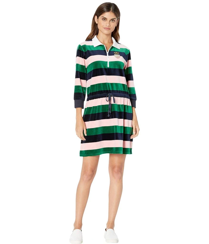 商品Juicy Couture|Rugby Stripe Velour Polo Dress,价格¥757,第1张图片