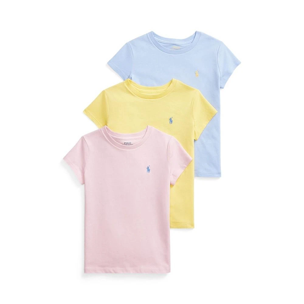 商品Ralph Lauren|Toddler and Little Girls Cotton Jersey Crewneck T-shirts, Pack of 3,价格¥484,第1张图片