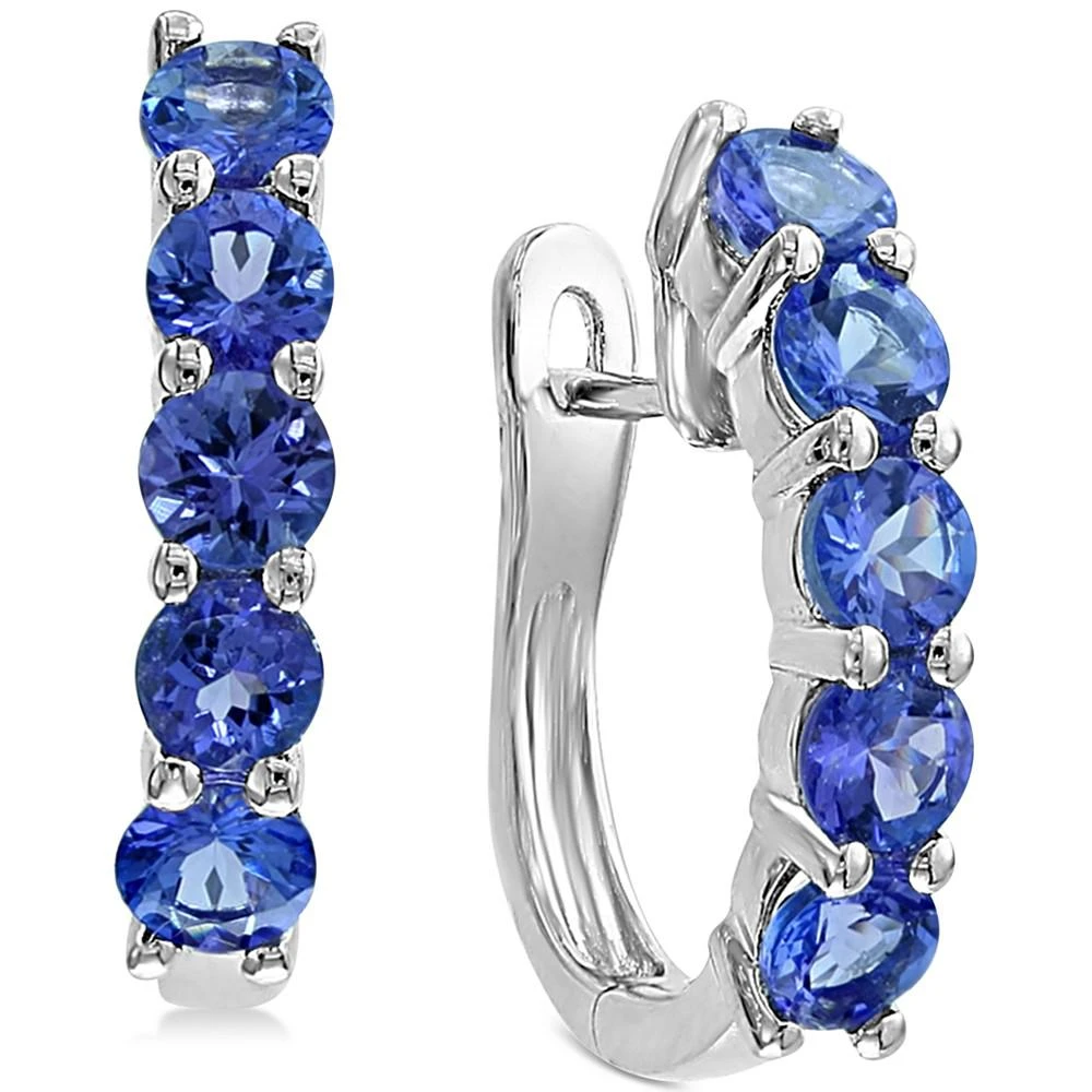 商品Effy|EFFY® Tanzanite Hoop Earrings (2-1/5 ct. t.w.) in Sterling Silver,价格¥4457,第1张图片