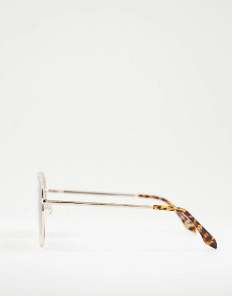 商品ASOS|ASOS DESIGN metal aviator sunglasses in gold with brown lens,价格¥70,第4张图片详细描述