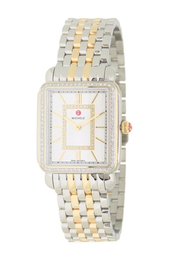 商品Michele|Women's Deco II Mid Two-Tone 18K Gold Diamond Watch, 26mm - 0.45 ctw,价格¥12234,第1张图片