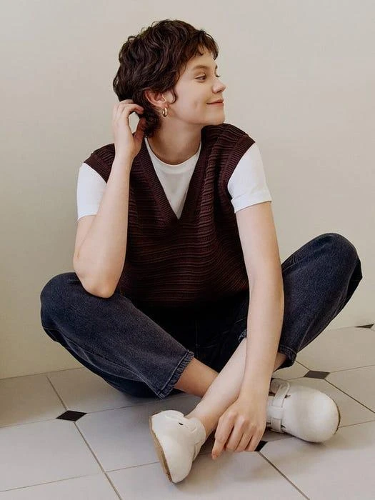 商品kotelo|Textured Vest (Chocolate),价格¥1186,第5张图片详细描述