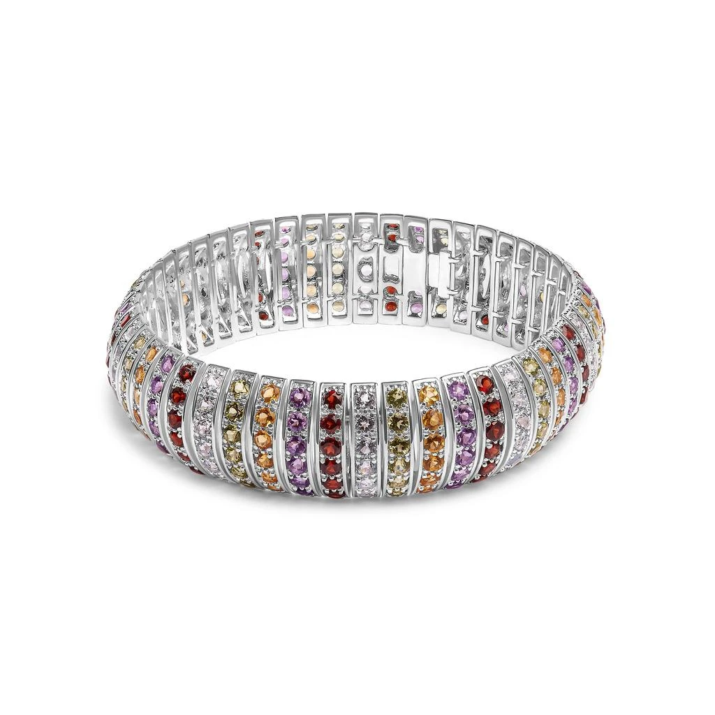 商品Haus of Brilliance|.925 Sterling Silver Multi Row Rainbow Gemstone  Bangle Bracelet,价格¥10861,第1张图片