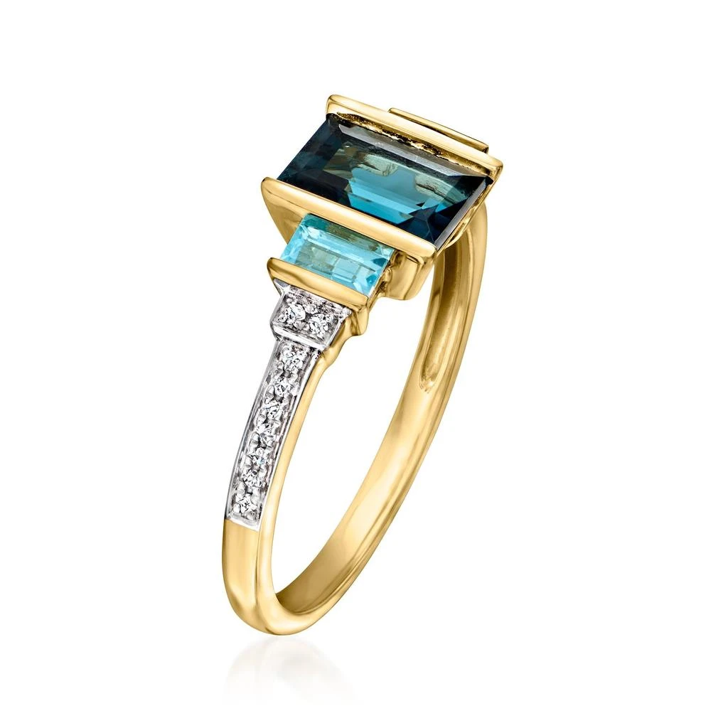 商品Ross-Simons|London and Swiss Blue Topaz Ring With Diamond Accents in 14kt Yellow Gold,价格¥4388,第3张图片详细描述