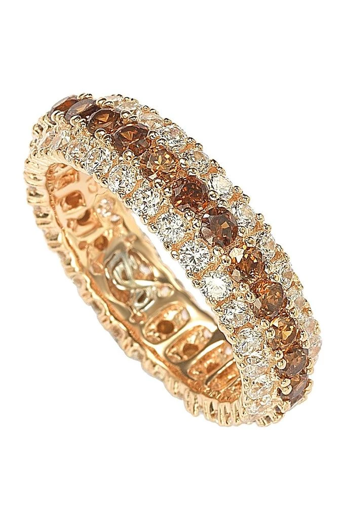 商品Suzy Levian|Rose Sterling Silver Brown & White Cubic Zirconia Eternity Band Ring,价格¥1088,第1张图片