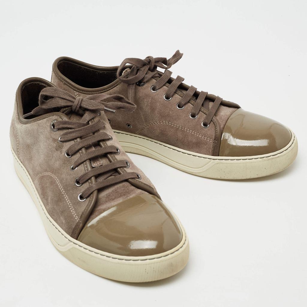 商品[二手商品] Lanvin|Lanvin Dark Grey/Olive Green Suede and Patent Leather DDB1 Low Top Sneakers Size 42,价格¥2035,第6张图片详细描述