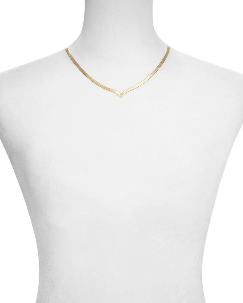 Pointed Herringbone Collar Necklace in 18K Gold Plated Sterling Silver, 18" 商品