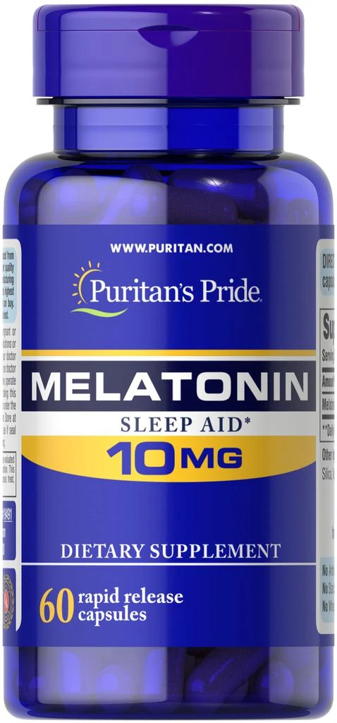 商品Puritan's Pride|小蓝瓶褪黑素10mg 睡眠片 60片/瓶,价格¥119-¥237,第1张图片