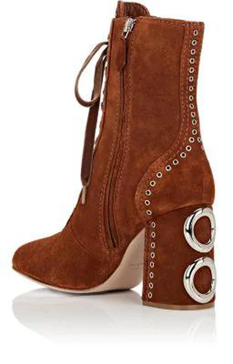 商品Miu Miu|Grommet-Embellished Suede Ankle Boots,价格¥4231,第3张图片详细描述