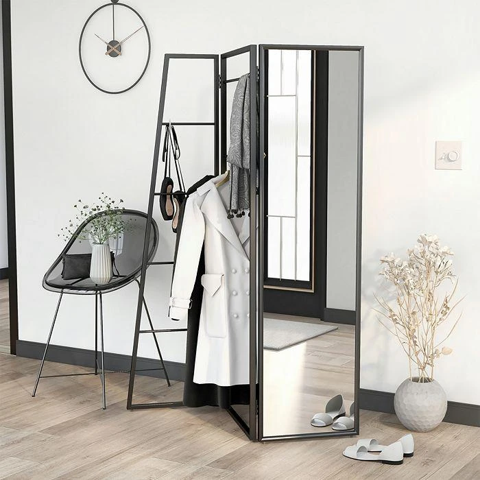 Birdsall Black Coat Rack Stand with Mirror 商品