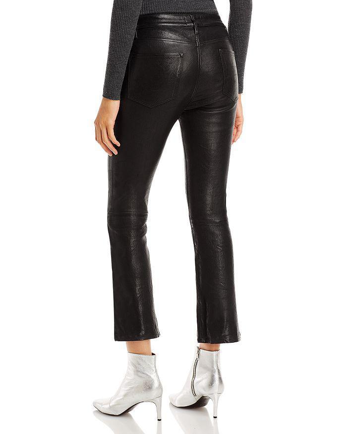 商品FRAME|Le Crop Mini Boot Leather Jeans in Noir,价格¥6821,第4张图片详细描述