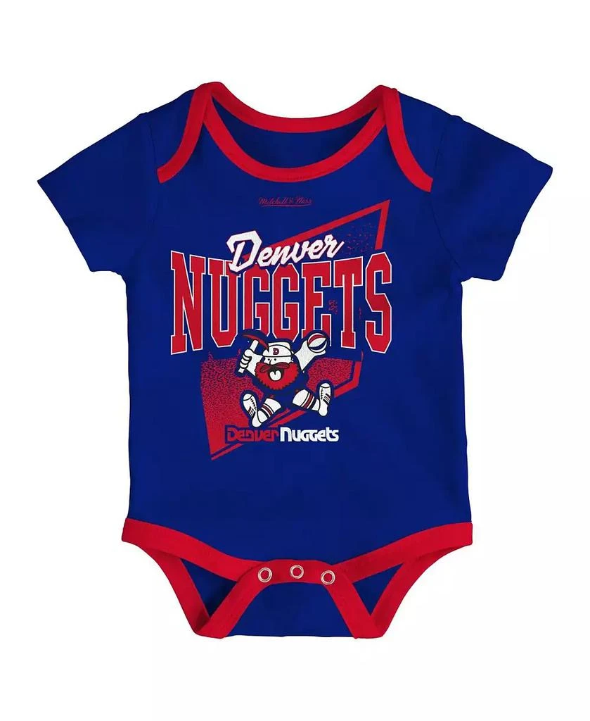 商品Mitchell & Ness|Infant Boys and Girls Blue, Red Denver Nuggets Hardwood Classics Bodysuits and Cuffed Knit Hat Set,价格¥335,第3张图片详细描述