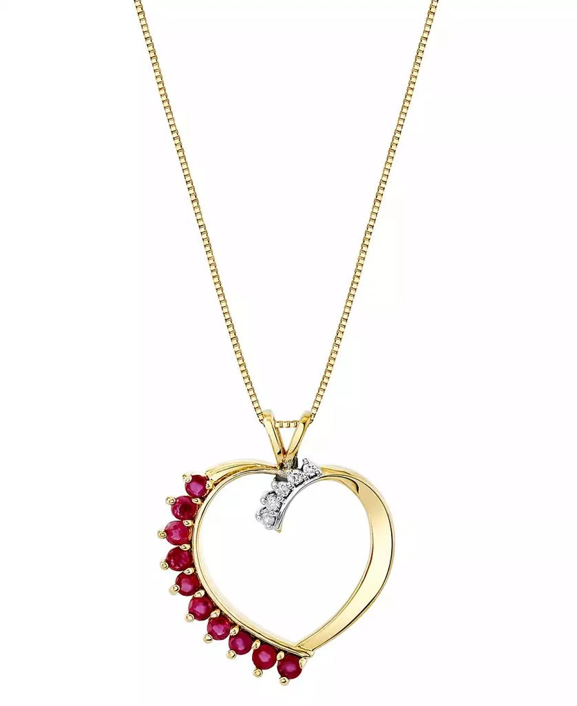 商品Macy's|Ruby (1/2 ct. t.w.) & Diamond Accent 18" Heart Pendant Necklace in 10k Gold (Also in Tanzanite),价格¥2713,第1张图片